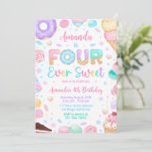 Vier Ooit Zoete Verjaardag Uitnodiging 4e Verjaard (Staand voorkant)