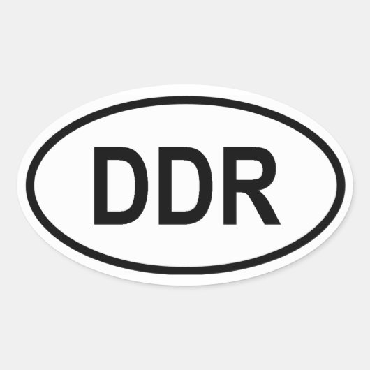 VIER Oost-Duitsland "DDR" Ovale Sticker (Voorkant)