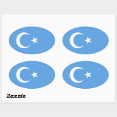 VIER Oost-Turkestan Oeigoerse vlag Ovale Sticker (Vel)