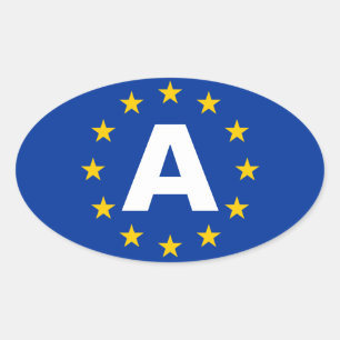 VIER Oostenrijk - A - vlag Europese Unie Ovale Sticker