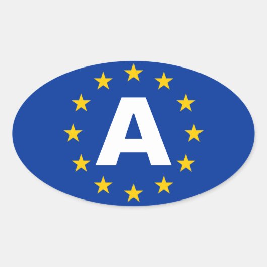VIER Oostenrijk - A - vlag Europese Unie Ovale Sticker (Voorkant)