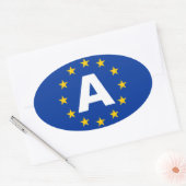 VIER Oostenrijk - A - vlag Europese Unie Ovale Sticker (Envelop)