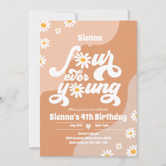 Vier op de vierde verjaardag van het feest Boho Da Kaart (Voorkant)