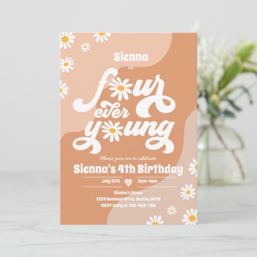 Vier op de vierde verjaardag van het feest Boho Da Kaart (Staand voorkant)