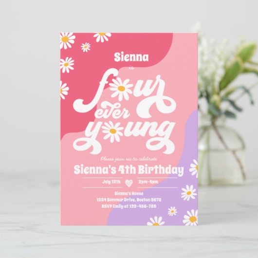 Vier op de vierde verjaardag van het feest Boho Da Kaart (Staand voorkant)