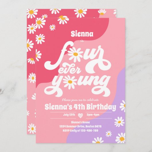 Vier op de vierde verjaardag van het feest Boho Da Kaart (Voorkant / Achterkant)