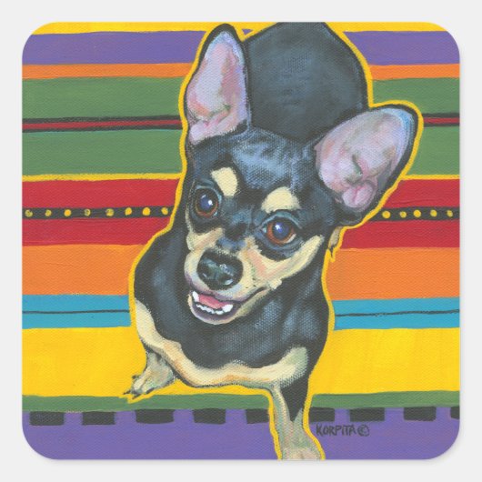 Vier op de vloer op een Serape Vierkante Sticker (Voorkant)