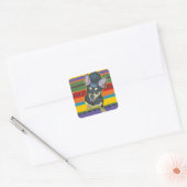 Vier op de vloer op een Serape Vierkante Sticker (Envelop)