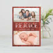 Vier op Rode Hout | Rustieke Multi Foto Kerstkaart (Staand voorkant)