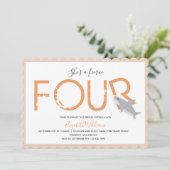 Vier Oranje haaiendieren 4e uitnodiging (Staand voorkant)