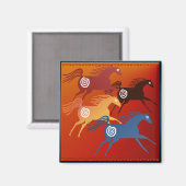 Vier oude paarden_magneet magneet (Voorkant / Achterkant)