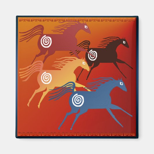 Vier oude paarden_magneet magneet (Voorkant)