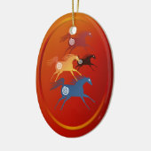 Vier oude paarden ornament_oval keramisch ornament (Links)