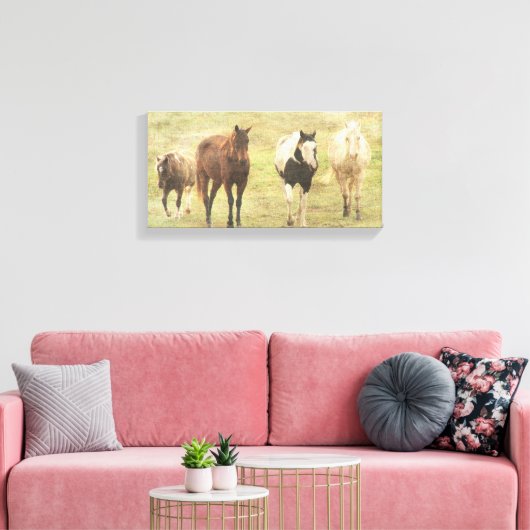 Vier paardachtigen canvas afdruk (Insitu (Woonkamer))