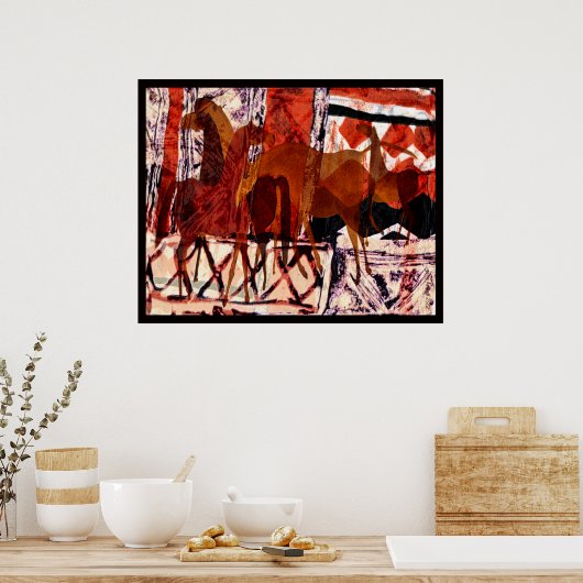 Vier paarden Collage Poster (Keuken)