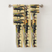 Vier paarden en een Donkey Bathroom-handdoekset