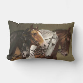 Vier paarden  kunstmuizenpilaar Lumbar Kussen
