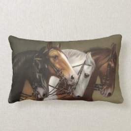 Vier paarden kunstmuizenpilaar Lumbar Kussen