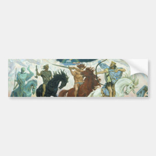 Vier paarden van Apocalyps van Vasnetsov (1887) Bumpersticker