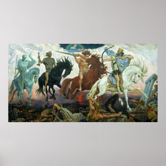 Vier paarden van Apocalyps van Vasnetsov (1887) Poster (Voorkant)