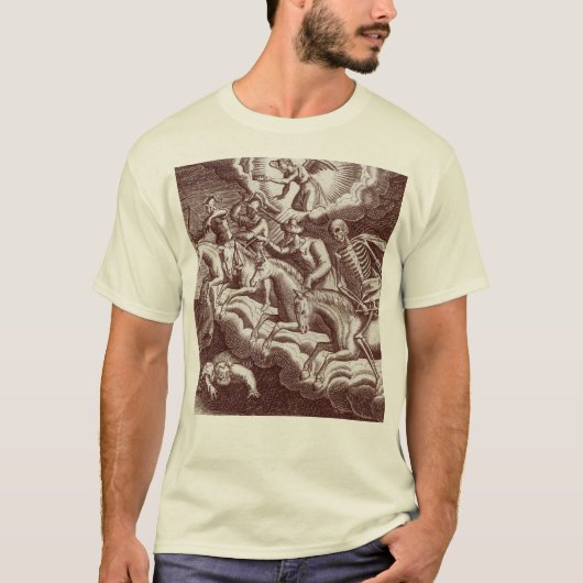 Vier paarden van de Apocalpyse Old Bible Print T-shirt (Voorkant)
