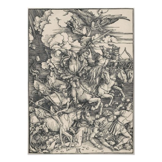 Vier paarden van de Apocalyps van Durer Foto Afdruk (Voorkant)