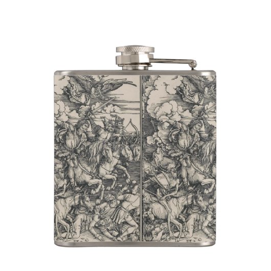 Vier paarden van de Apocalyps van Durer Heupfles (Achterkant)