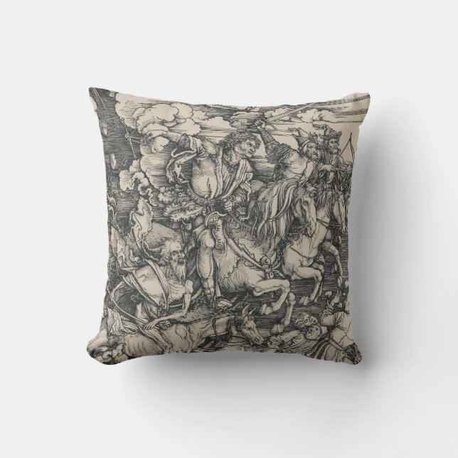 Vier paarden van de Apocalyps van Durer Kussen (Voorkant)