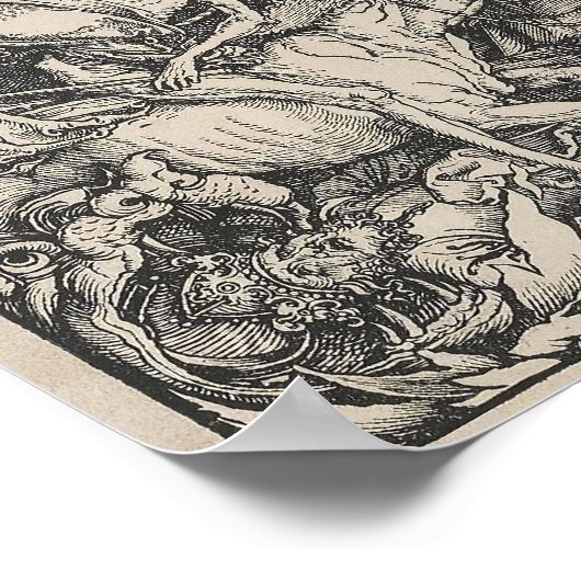Vier paarden van de Apocalyps van Durer Poster (Hoek)