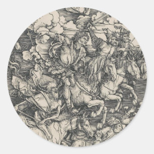 Vier paarden van de Apocalyps van Durer Ronde Sticker