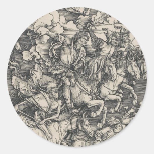 Vier paarden van de Apocalyps van Durer Ronde Sticker (Voorkant)