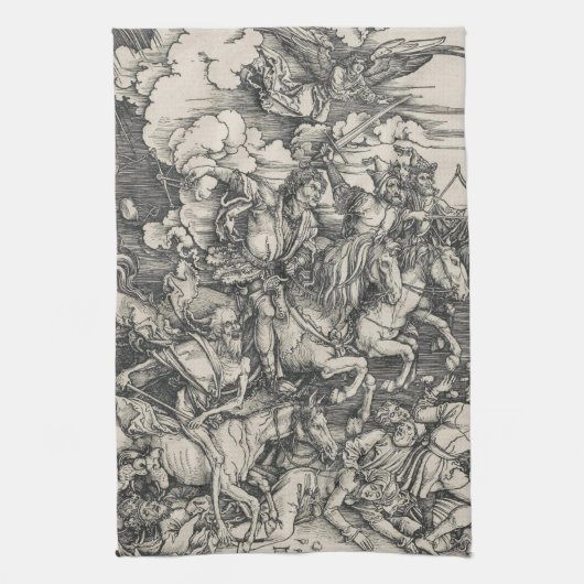 Vier paarden van de Apocalyps van Durer Theedoek (Verticaal)