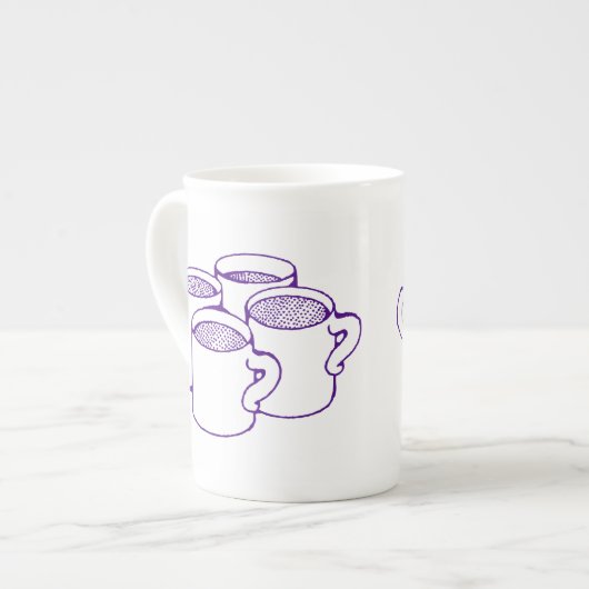 Vier paarse mokken (lijntekening) (Links)