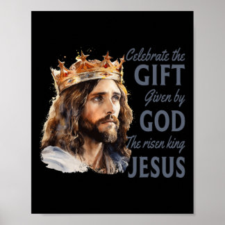Vier Paasjezus De Koning is Christelijk opgestaan Poster