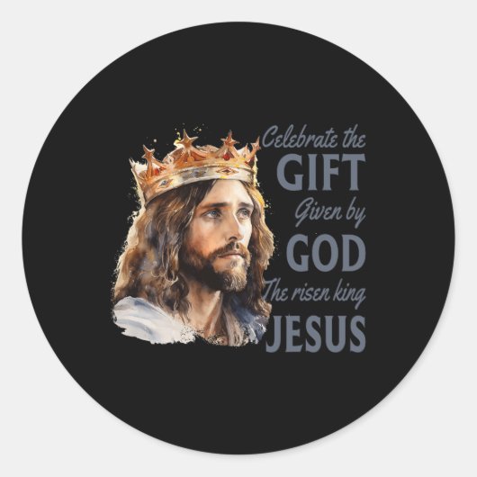 Vier Paasjezus De Koning is Christelijk opgestaan Ronde Sticker (Voorkant)