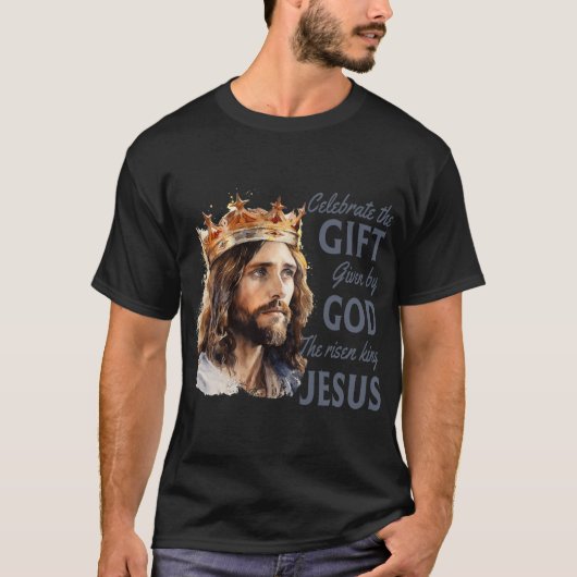 Vier Paasjezus De Koning is Christelijk opgestaan T-shirt (Voorkant)