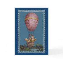 Vier paaskuikens in een luchtballon