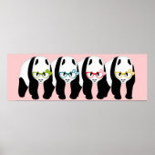 Vier panda-beren met een bril poster (Voorkant)