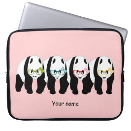 Vier Panda's met een bril Laptop Sleeve