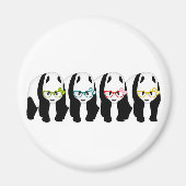 Vier Panda's met een bril Magneet (Voorkant)