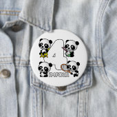 VIER PANDAS-toets Ronde Button 4,0 Cm (In situ)