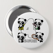 VIER PANDAS-toets Ronde Button 4,0 Cm (Voorkant /achterkant)