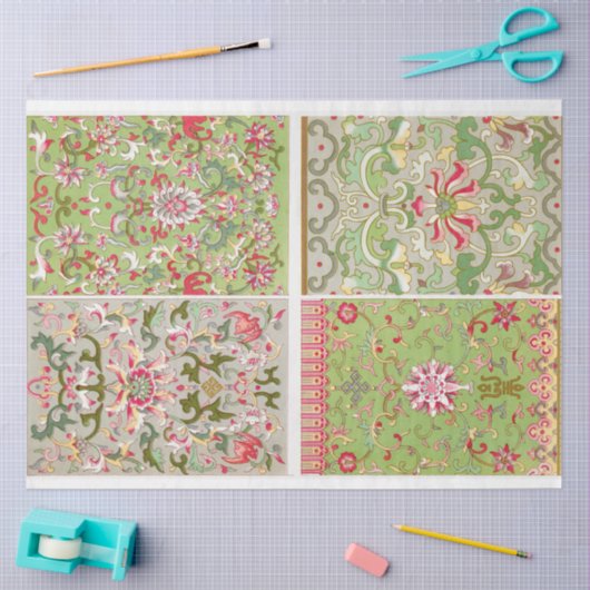 Vier paneel bloemmotief tissuepapier (Craft)