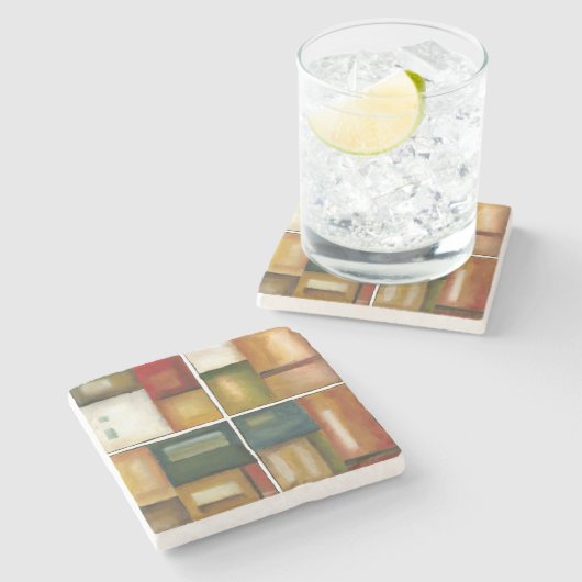 Vier panelverf van Jennifer Goldberger Stenen Onderzetter (Zijkant)