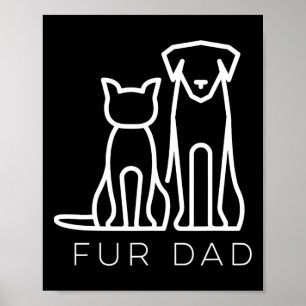 Vier papa Pet Lover Kat Hond Papa Man Funny Vader Poster