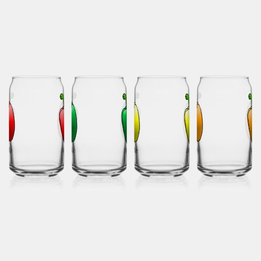 Vier paprika's blikvorm glas (Links)