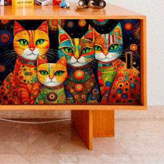 Vier Patroon Katten Decoupage Weefseldocument Tissuepapier