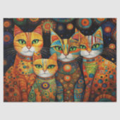 Vier Patroon Katten Decoupage Weefseldocument Tissuepapier (Voorkant)