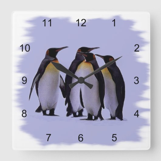 Vier penguins wandklok (Voorkant)
