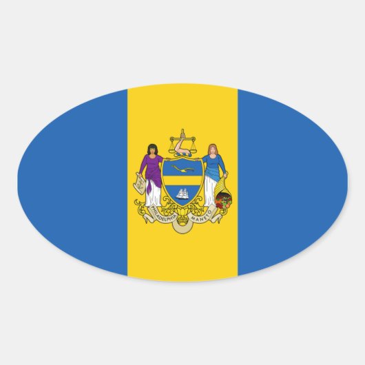 VIER Philadelphia Flag Ovale Sticker (Voorkant)